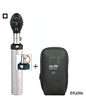 Ophthalmoskop EUROLIGHT E10, 2,5V mit Schraubgewinde, inklusive Reiverschlusstasche, KaWe Germany, medishop.de