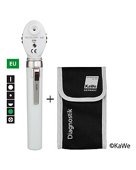 Ophthalmoskop PICCOLIGHT E56, 2,5 V, stone, Grnfilter, EU-Version, KaWe Germany, medishop.de