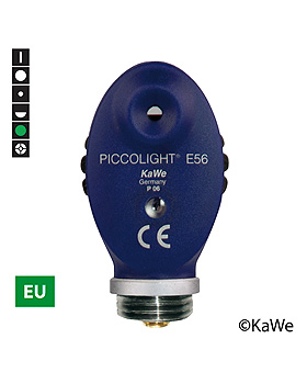 Ophthalmoskop-Kopf PICCOLIGHT E56, 2,5 V, sky, Grnfilter, EU-Version mit 6 Blenden, KaWe Germany, medishop.de