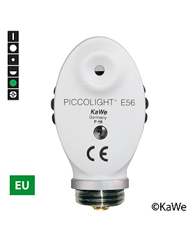 Ophthalmoskop-Kopf PICCOLIGHT E56, 2,5 V, stone, Grnfilter, EU-Version mit 6 Blenden, KaWe Germany, medishop.de
