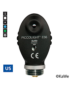 Ophthalmoskop-Kopf PICCOLIGHT E56, night, Blaufilter, 2,5 V, USA-Version mit 6 Blenden, KaWe Germany, medishop.de