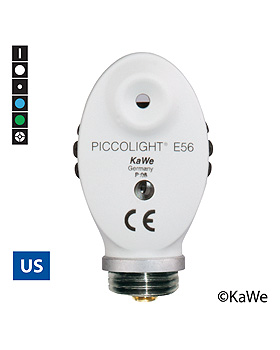 Ophthalmoskop-Kopf PICCOLIGHT E56, stone, Blaufilter, 2,5 V, USA-Version mit 6 Blenden, KaWe Germany, medishop.de