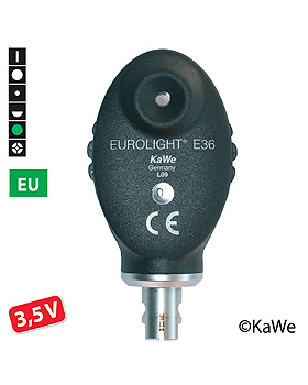 Ophthalmoskop-Kopf EUROLIGHT E36, 3,5 V,  EU-Version mit 6 Blenden, KaWe Germany, medishop.de