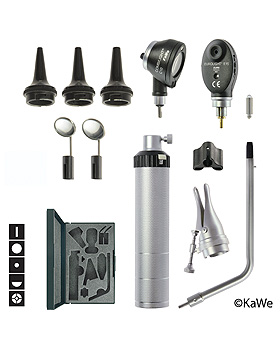 BASIC SET, Otoskop COMBILIGHT C10 / Ophthalmoskop EUROLIGHT E15 mit Zubehr, KaWe Germany, medishop.de