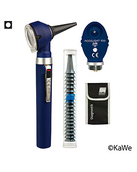 PICCOLIGHT C Set, Otoskop und Ophthalmoskop, sky, mit Zubehr und Lasergravur, KaWe Germany, medishop.de