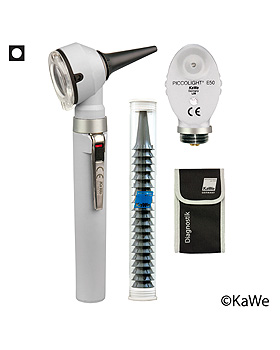 PICCOLIGHT C Set, Otoskop und Ophthalmoskop, stone, mit Zubehör und Lasergravur, KaWe Germany, medishop.de