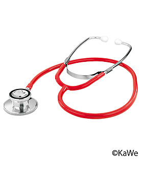 Double Doppelkopf-Stethoskop, rot, umschaltbar, Aluminium, 58 cm, KaWe Germany, medishop.de