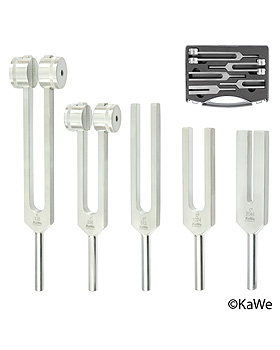 Stimmgabel aus Aluminium Set, 5 Stimmgabeln im Etui, KaWe Germany, medishop.de