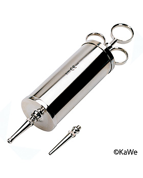 GANZMETALL-SPRITZE 150ccm, mit 3 Ringen, nach Schimmelbusch, KaWe Germany, medishop.de