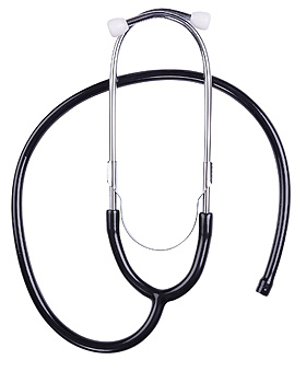 Ohrb�gel aus Aluminium mit Schlauch, schwarz, f�r LuxaScope Sonus Flat Flex Stethoskop, Luxamed, medishop.de