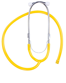 Ohrb�gel aus Aluminium mit Schlauch, gelb, f�r LuxaScope Sonus Flat Flex Stethoskop, Luxamed, medishop.de