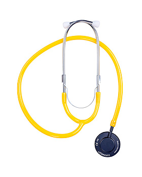 LuxaScope Sonus Flat Flex Stethoskop gelb, Flachkopfstethoskop mit Wechselmembran, Luxamed, medishop.de