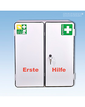 Verbandschrank HAMBURG, Norm, mit Fllung DIN 13157, Restposten, Shngen, medishop.de