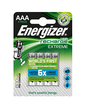 Energizer NiMH Akkumulatoren Extreme Micro AAA HR03 1,2 V (4er-Pack), Batterien, medishop.de