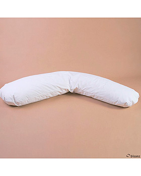 Halbmondkissen mit Bifill 135 x 35 cm, PU-Bezug weiß mit Reißverschluss, Sonderanfertigung!, Bisanz, medishop.de