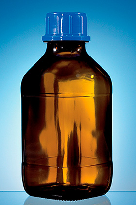 Gewindeflasche, Braunglas, 250 ml, mit Schraubkappe, PP, GL 32, Brand/Merz & Co., medishop.de