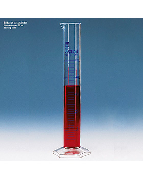 Messzylinder, hohe Form, Klass A, PMP, 500 ml : 5 ml, blaue Graduierung, 2 Stück, Brand/Merz & Co., medishop.de