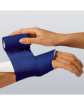 Elastomull haft color Fixierbinde, 4 m x 8 cm, blau, 10 Binden, BSN medical, medishop.de