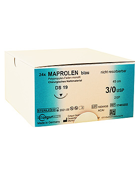 MAPROLEN DS 19 3/0=2, monofil, blau Nahtmaterial Fadenlänge 45 cm (24Stck.), Catgut, medishop.de