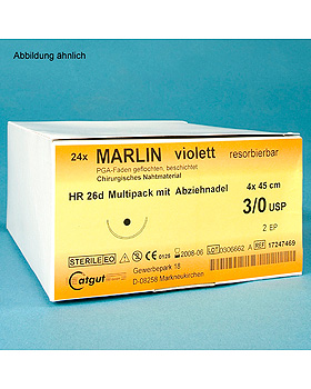 MARLIN HR 22 3/0=2, violett, Nahtmaterial Fadenlnge 70 cm (24 Stck.), Catgut, medishop.de
