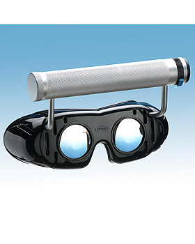 Nystagmusbrille nach Frenzel mit Batteriegriff und festen Gläsern, DEHAG, medishop.de