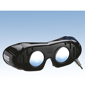 Nystagmusbrille nach Frenzel mit Bajonettverschluss, Batteriegriff, DEHAG, medishop.de
