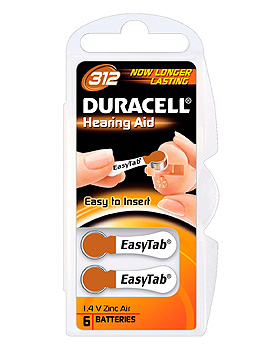 Batterie Typ Activair Typ DA 312, 1,45 V fr Hrgerte, 6 Stck, Duracell, medishop.de