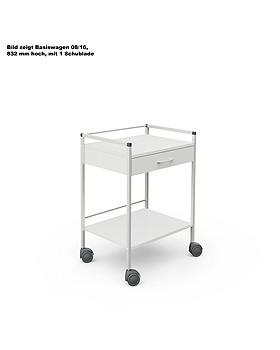 Basiswagen 08/16, 833 mm hoch, mit 4 Schubladen, weiß, Haeberle, medishop.de