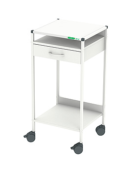 Steharbeitsplatz/Laptop-Wagen 08/16 Wagen 60, wei, Haeberle, medishop.de