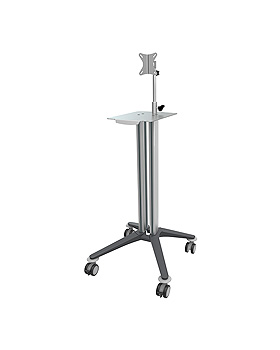 bravo Computerwagen 1, grau, mit Metall- Ablageplatte und integriertem TFT-Halter, Haeberle, medishop.de