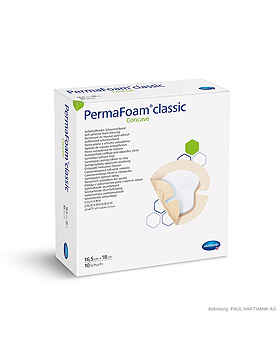 PermaFoam Classic concave Schaumverband steril 16,5x18cm (10 Stck), Hartmann, medishop.de