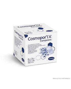 Cosmopor I.V. transparent, steril, Kanlenfixierung 6 x 5 cm (100 Stck.), Hartmann, medishop.de