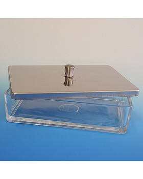 Glasschale mit Edelstahldeckel 20 x 10 x 5 cm, Karl Hecht, medishop.de