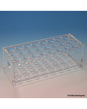 Reagenzglasgestell aus Plexiglas fr 12 Glser bis 18 mm , ohne Stbe, Karl Hecht, medishop.de