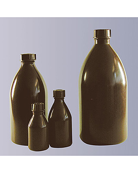 Enghalsflasche PE-LD 250 ml mit Schraubverschluss, braun, Karl Hecht, medishop.de