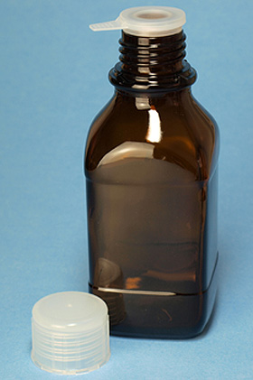 Gewindeflasche, Braunglas 500 ml, Gewinde A 32, Karl Hecht, medishop.de