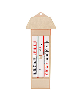 Maxima-Minima-Thermometer mit Drucktasten-Magnet und Dach, Karl Hecht, medishop.de