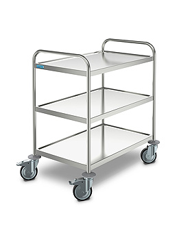 Medizinischer Servierwagen Edelstahl, mit 3 Bden 800 x 500 mm, Hupfer Metallwerke, medishop.de