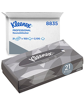 KLEENEX Kosmetiktücher (Standard-Box), 2-lagig, 21,5 x 18,6 cm (100 Bl.), Kimberly-Clark, medishop.de