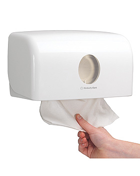 AQUARIUS Handtuchspender, klein, weiß, 15,9 x 28,7 x 14 cm, Kimberly-Clark, medishop.de