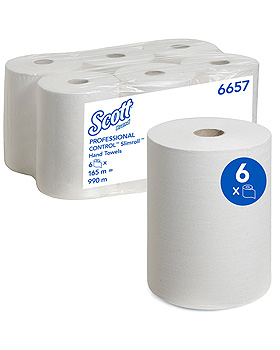 SCOTT Control Slimroll Rollenhandtcher 1-lagig, wei, 19,8 cm x 165 m (6 Rl.), Kimberly-Clark, medishop.de