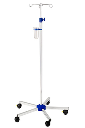 Infusionsstnder verchromt mit Beschwerung, Doppellaufrollen  50 mm, Provita, medishop.de