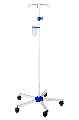 Infusionsständer verchromt ohne Beschwerung, Doppellaufrollen Ø 50 mm, Provita, medishop.de