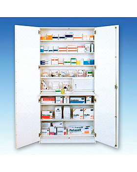 Aufbewahrungs- und Medikamentenschrank mit 2 Tren, wei, 205 x 100 x 50 cm, Streckenlieferung, Lockweiler Werte, medishop.de