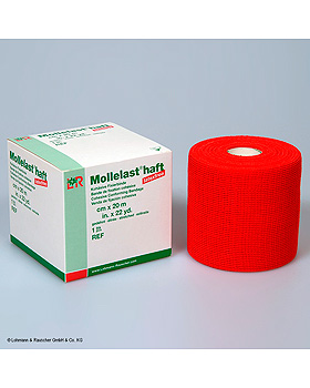 Mollelast haft color latexfrei Fixierbinde rot, 20 m x 10 cm, Lohmann und Rauscher, medishop.de