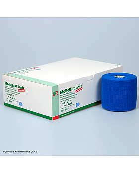 Mollelast haft color latexfrei Fixierbinden blau, 20 m x 8 cm (6 Stck.), Lohmann und Rauscher, medishop.de
