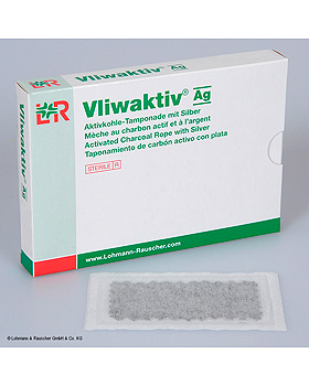 Vliwaktiv Ag Aktivkohle-Tamponaden mit Silber,steril, 10 x 10 cm (10 Stck.), Lohmann und Rauscher, medishop.de