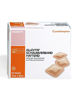 Allevyn Schaumverband haftend steril, 7 x 8 cm (12 Stck.), Smith + Nephew, medishop.de