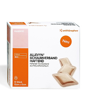 Allevyn Schaumverband haftend steril, 12 x 13 cm (12 Stck.), Smith + Nephew, medishop.de