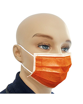 Einmal-Mundschutz orange, mit runden, latexfreien Ohrschlaufen (50 Stck.), ratiomed, medishop.de